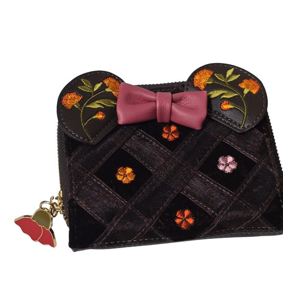 Disney Minnie Mouse Velvet Floral Interchangeable Ears Mini Backpack Wallet Set - Picture 5 of 6